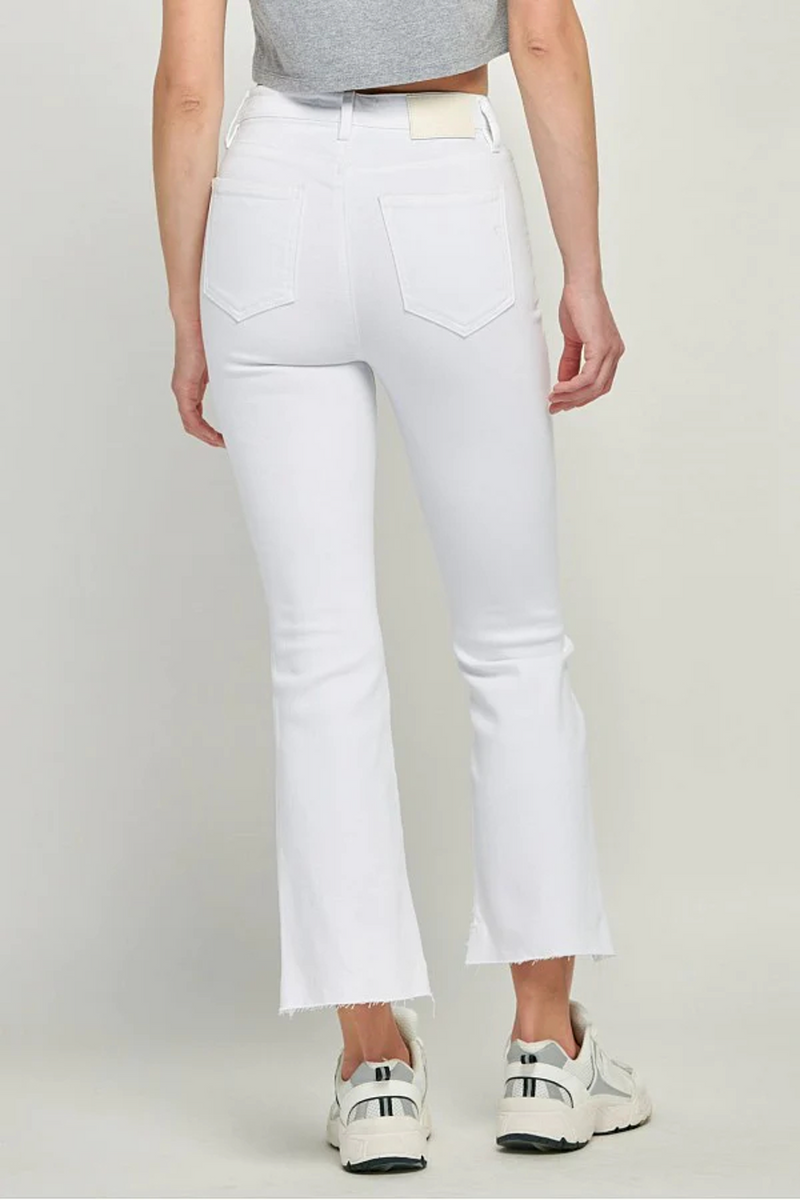 Light Gray Happi Cropped Flare Jean | White Jeans