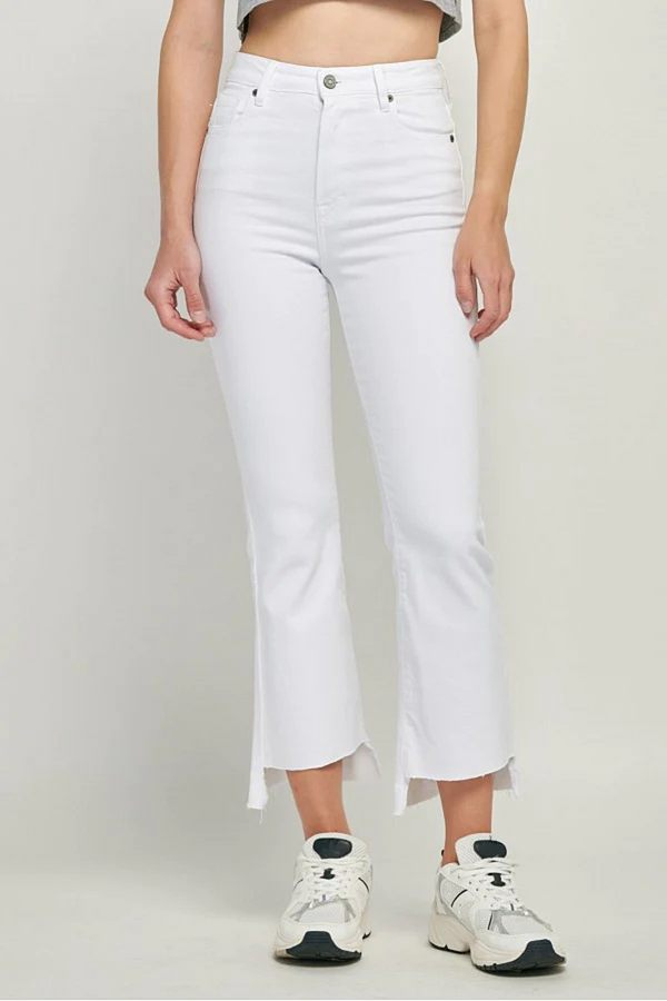 Light Gray Happi Cropped Flare Jean | White Jeans