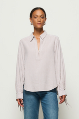 Light Gray Harris Shirt in Praline Stripe Shirt