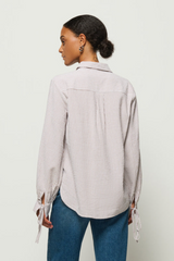 Light Gray Harris Shirt in Praline Stripe Shirt