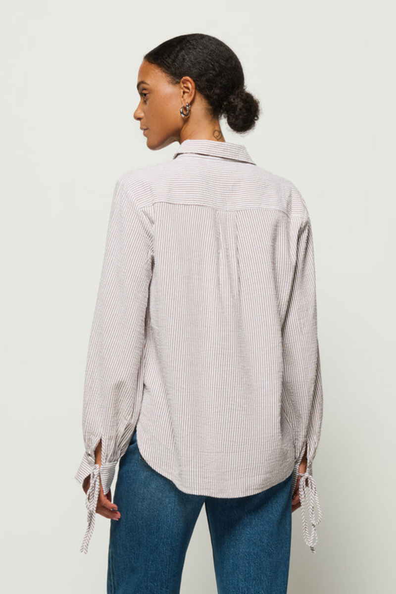 Light Gray Harris Shirt in Praline Stripe Shirt