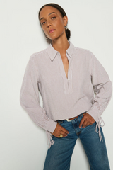 Light Gray Harris Shirt in Praline Stripe Shirt