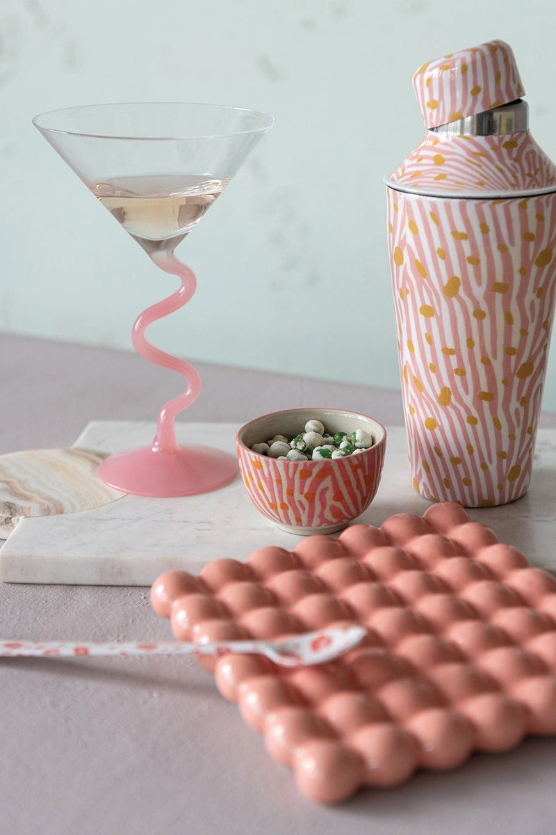 Gray Pink Wave Martini Glass Martini Glass