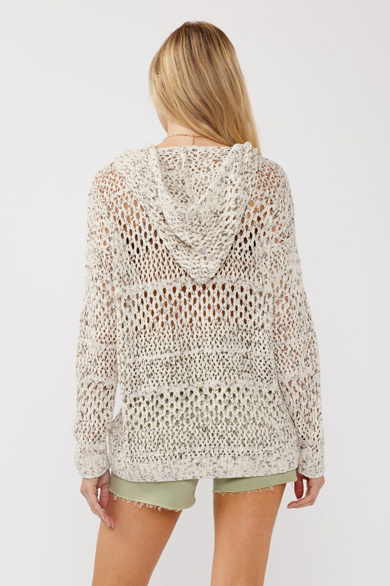 Light Gray Morrison Crochet Hoodie in Ivory/Taupe Hoodie