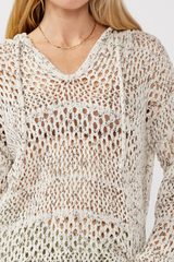 Light Gray Morrison Crochet Hoodie in Ivory/Taupe Hoodie