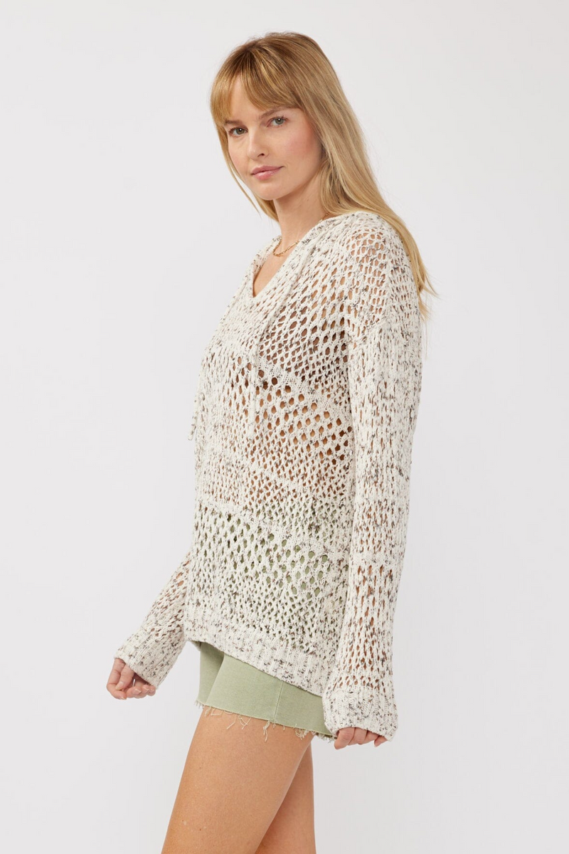 Antique White Morrison Crochet Hoodie in Ivory/Taupe Hoodie