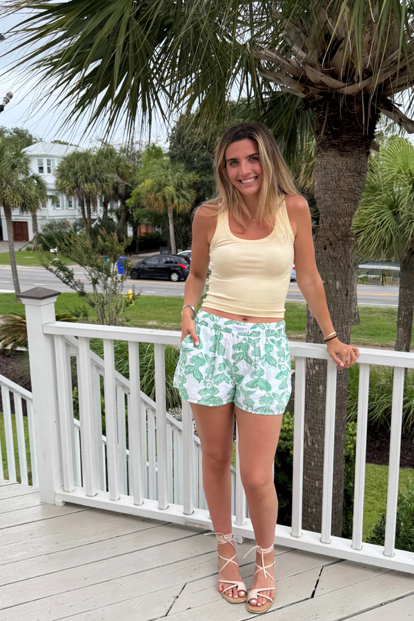 Gray Fish Boxer Short in Green/White Short