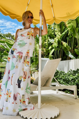 Tan Luca Linen Maxi in Birds of Paradise Maxi Skirt
