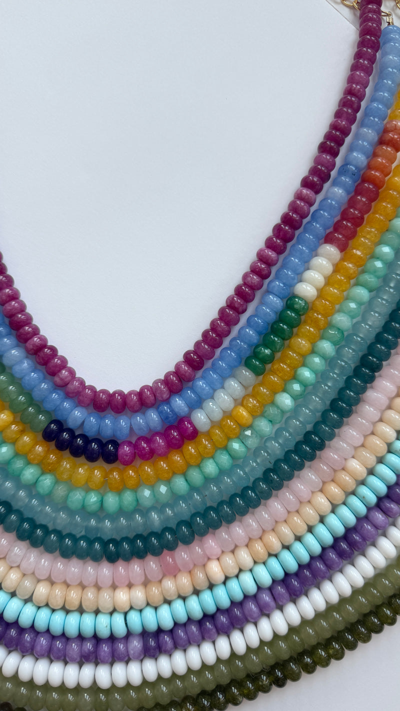 Light Gray Lilly Gemstone 8mm Beaded Necklace Necklace