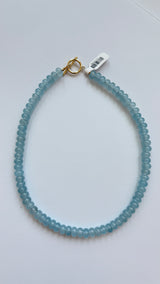 Light Steel Blue Lilly Gemstone 8mm Beaded Necklace Necklace