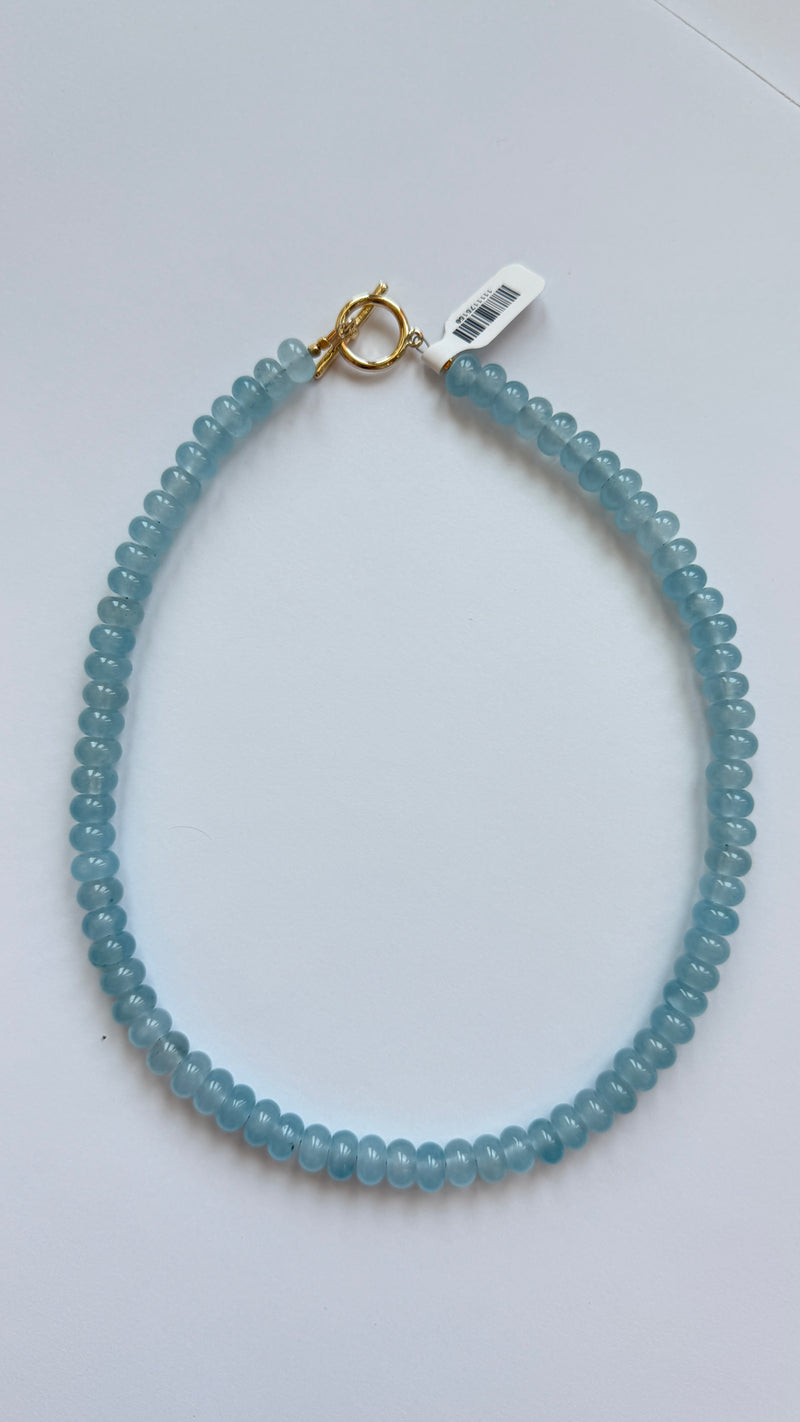 Light Steel Blue Lilly Gemstone 8mm Beaded Necklace Necklace