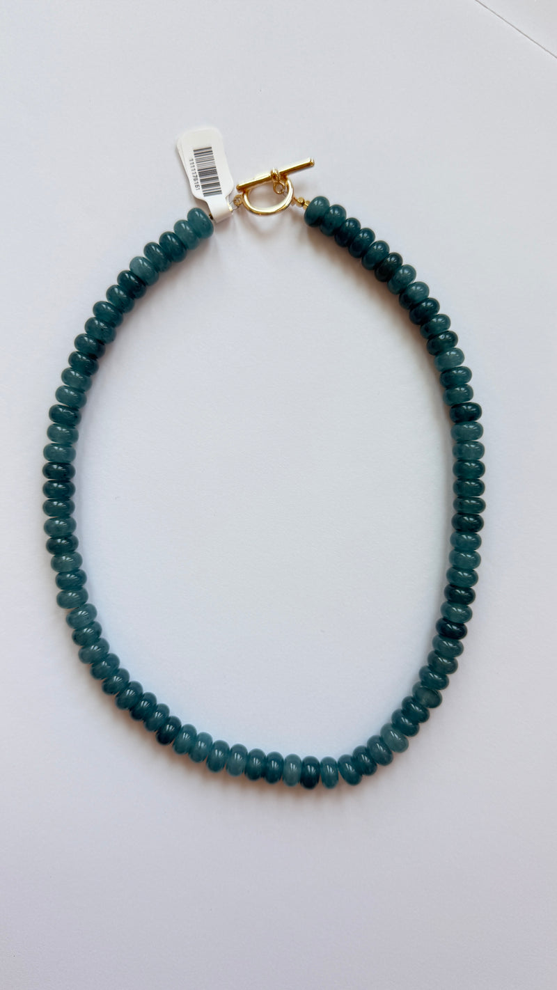 Light Gray Lilly Gemstone 8mm Beaded Necklace Necklace