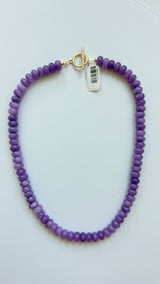 Light Gray Lilly Gemstone 8mm Beaded Necklace Necklace