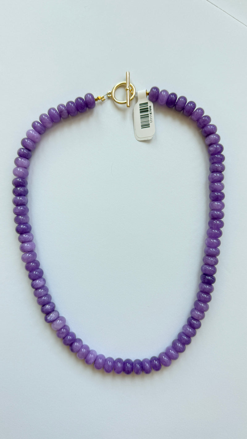 Light Gray Lilly Gemstone 8mm Beaded Necklace Necklace