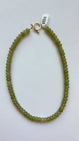 Light Gray Lilly Gemstone 8mm Beaded Necklace Necklace