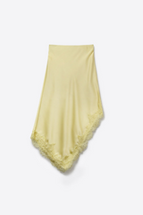White Smoke Primrose Satin Lace Trim Skirt Skirt