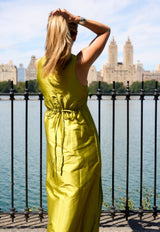 Light Gray Isabella Dupioni Maxi Maxi Dress