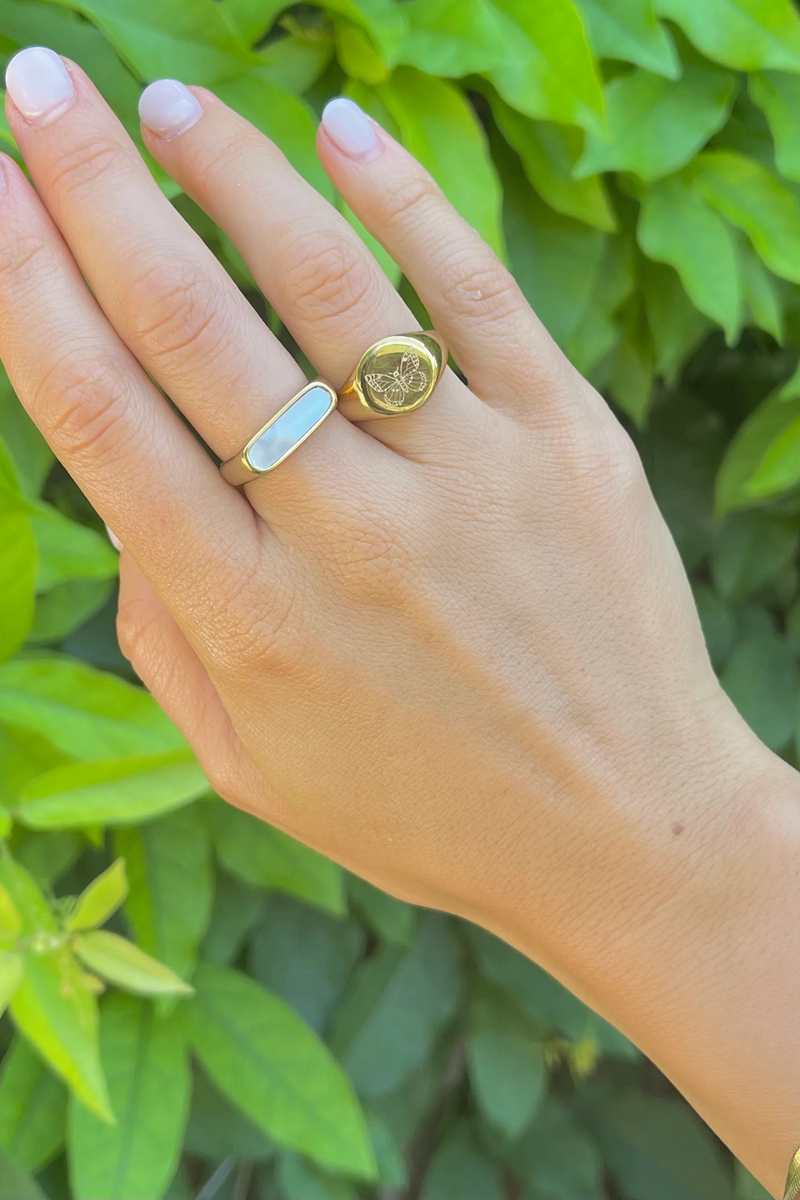 Olive Drab Ariel Seashell Ring Ring