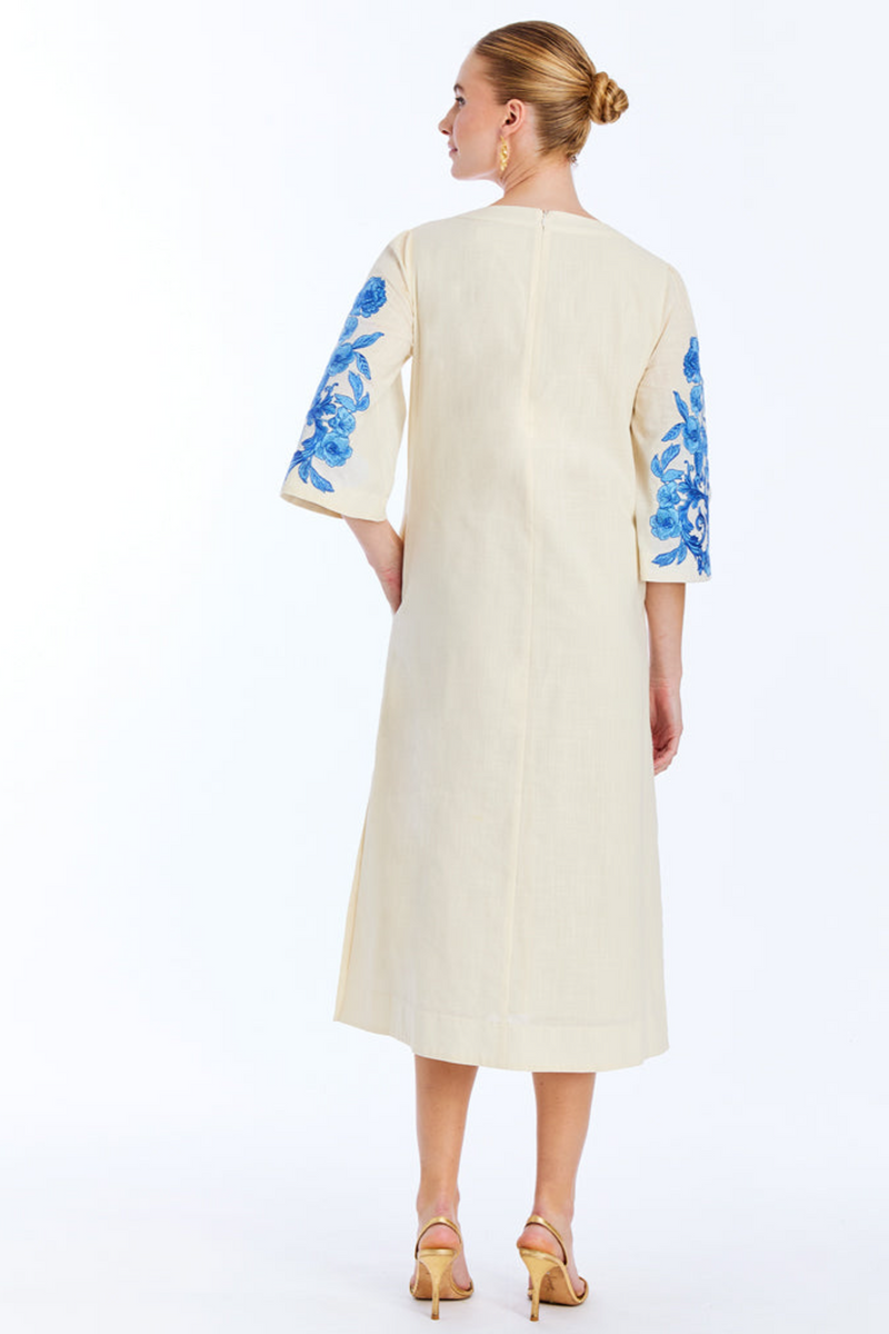 White Smoke Ines Caftan Midi Dress in Ivory Royal Midi Dress