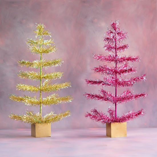 Rosy Brown Tinsel Tree Christmas Trees