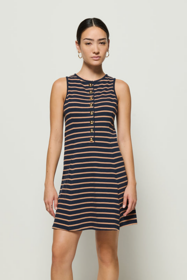 Jayna Dress in Latte Stripe
