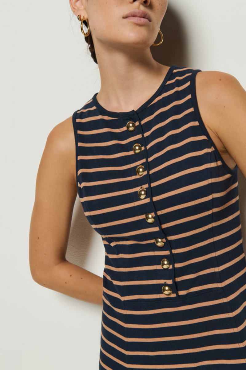 Jayna Dress in Latte Stripe