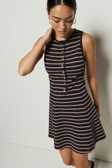 Jayna Dress in Latte Stripe