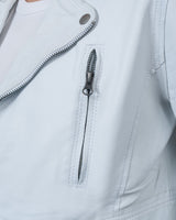 Light Gray Erin Burnished Leather Jacket Jacket