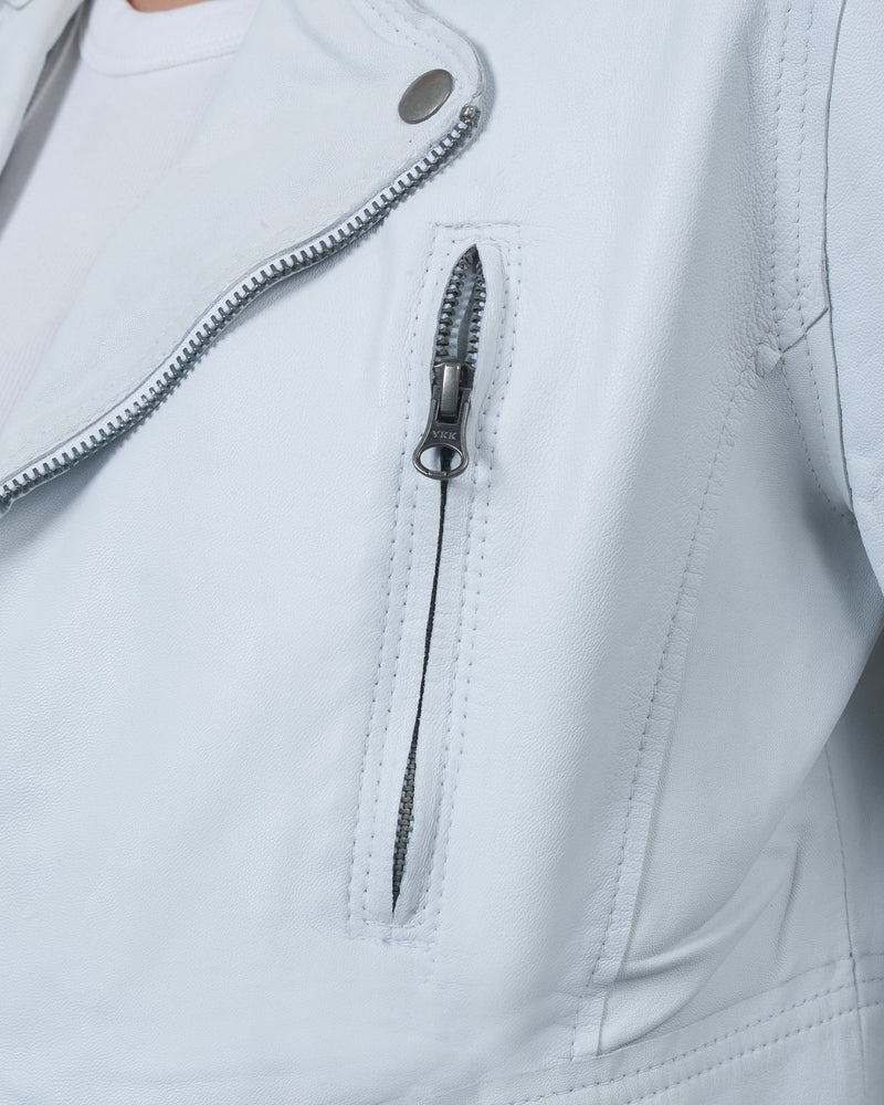 Light Gray Erin Burnished Leather Jacket Jacket