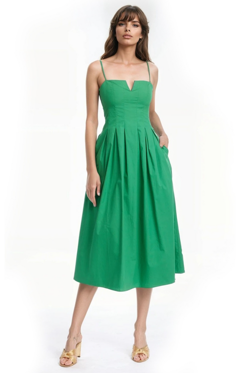 Hallie Pleated Cotton Poplin Midi Dress Hallie Pleated Cotton Poplin Midi Dress