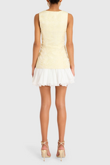 Beige Lilibet Dress in White/Cornsilk Mini Dress