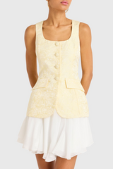 Beige Lilibet Dress in White/Cornsilk Mini Dress