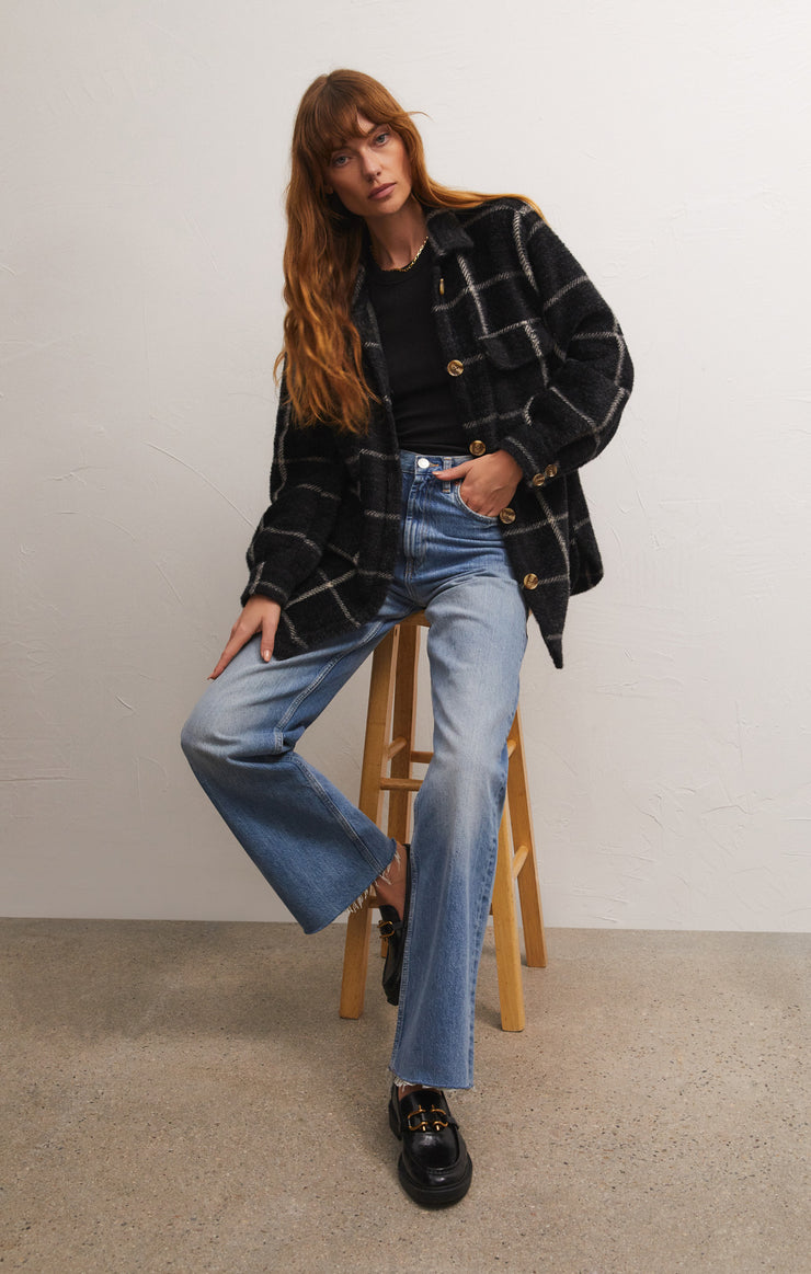 Gray Plaid Tucker Jacket Jacket