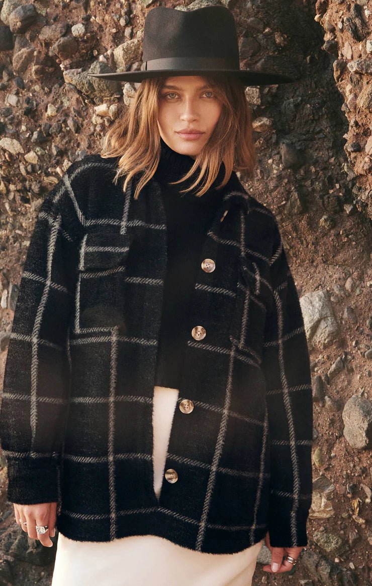 Dark Slate Gray Plaid Tucker Jacket Jacket