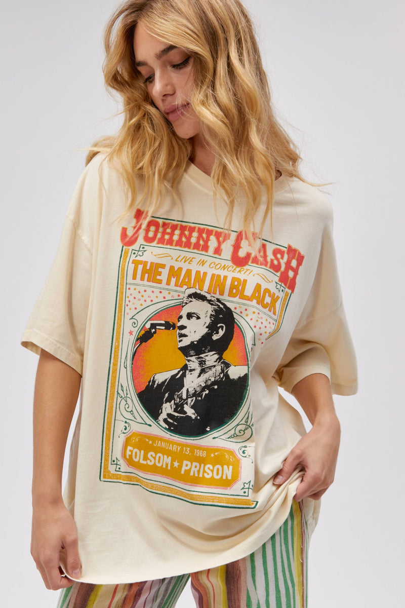 Light Gray Johnny Cash Live in Concert Tee Graphic Tee
