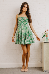 Gray Karina Dress in Mason Paisley Green Mini Dress