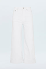Lavender Lana Crop Cuff High Rise Ultra Wide Leg | Vivid White Jeans