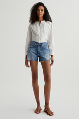 Light Gray Halle Short High-Rise Relaxed Short | Gemini Denim Shorts
