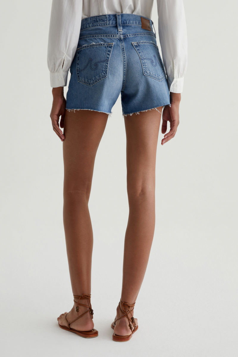 Light Gray Halle Short High-Rise Relaxed Short | Gemini Denim Shorts