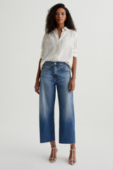Light Gray Hattie Crop High Rise Barrel | Gemini Jeans