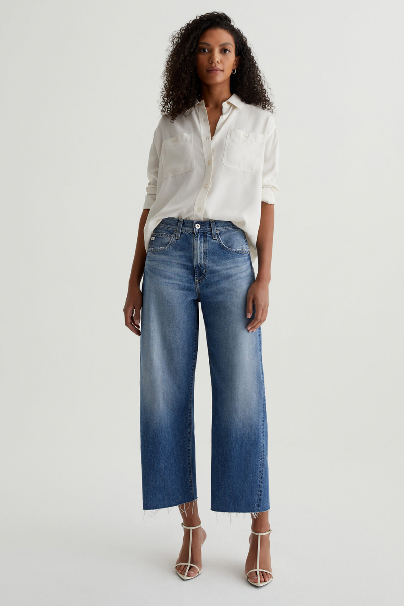Light Gray Hattie Crop High Rise Barrel | Gemini Jeans