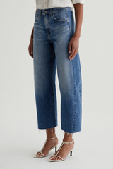 Dark Slate Gray Hattie Crop High Rise Barrel | Gemini Jeans