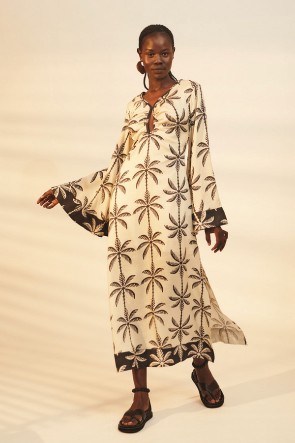 Wheat Abena Midi Dress in Black White Tropical Midi Dress