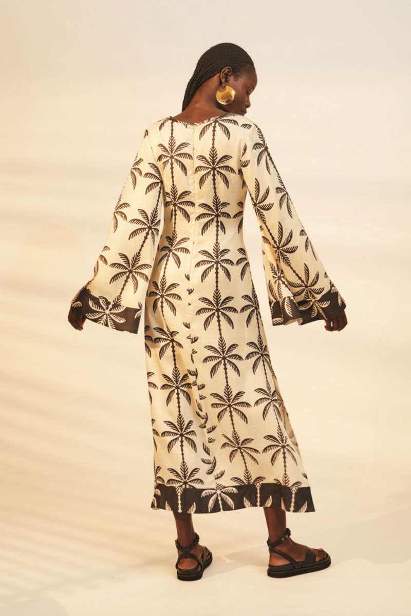 Wheat Abena Midi Dress in Black White Tropical Midi Dress