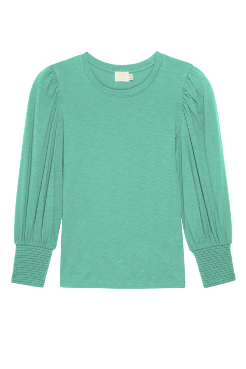 Medium Aquamarine Loren Peasant Tee Top