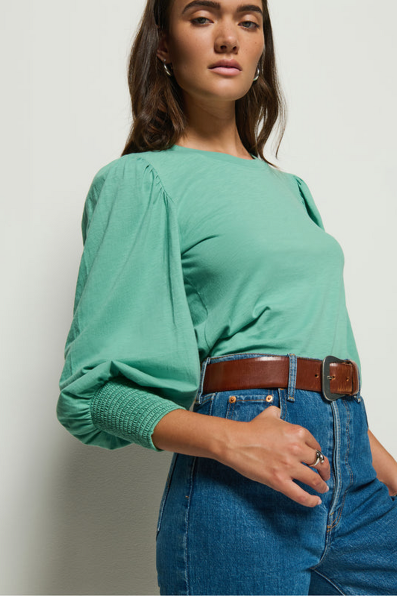 Light Gray Loren Peasant Tee Top