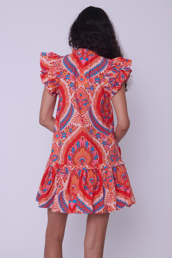 Gray Edith Dress in Jupiter Print Orange Mini Dress