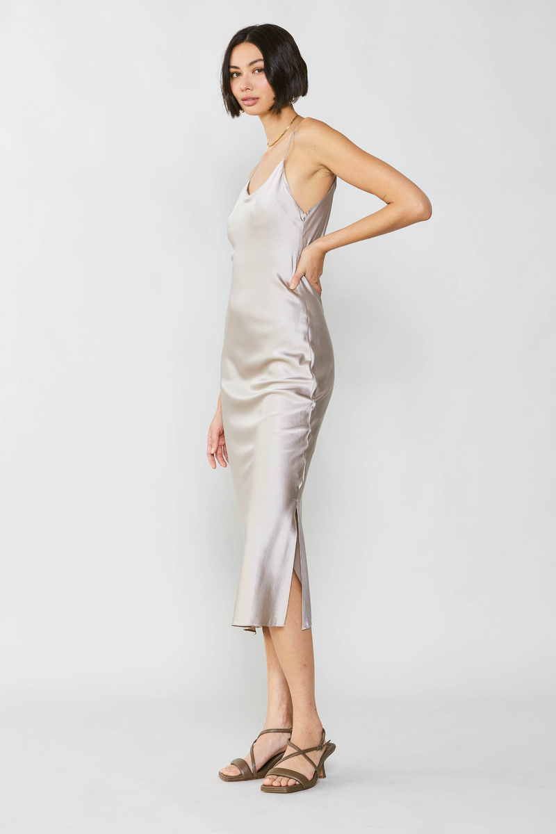 Light Gray Dancing In The Moonlight Midi Dress Midi Dress