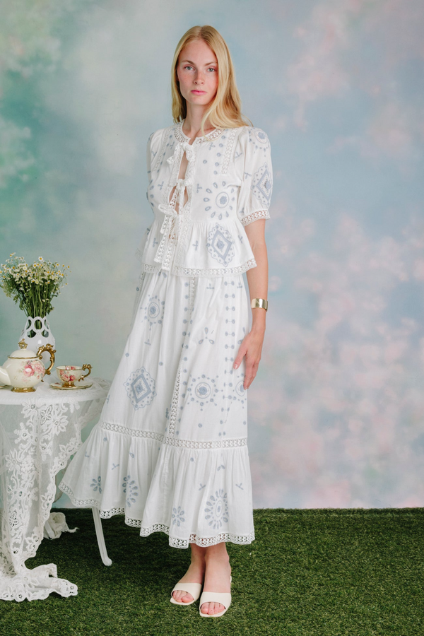 Addy Skirt in Forget Me Knot Embroidery