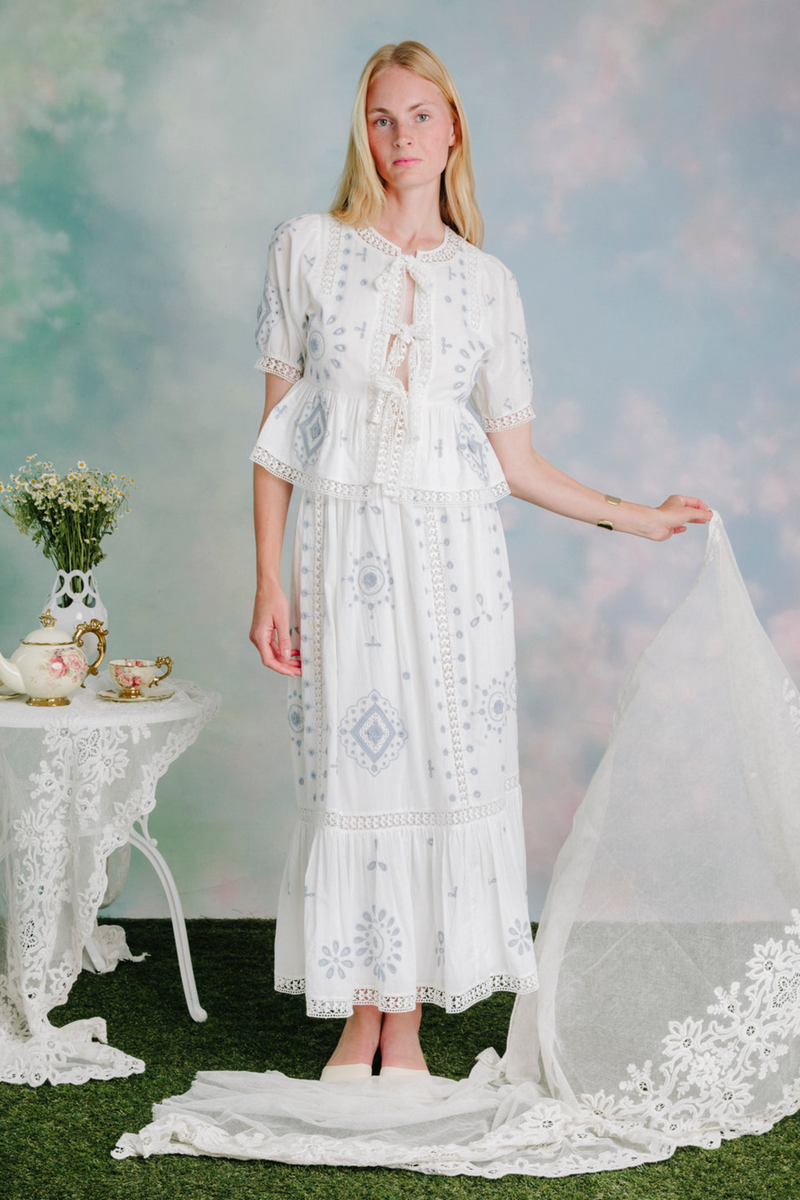 Addy Skirt in Forget Me Knot Embroidery